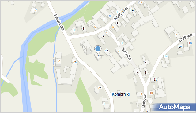 Komorniki, Kościelna, 2, mapa Komorniki