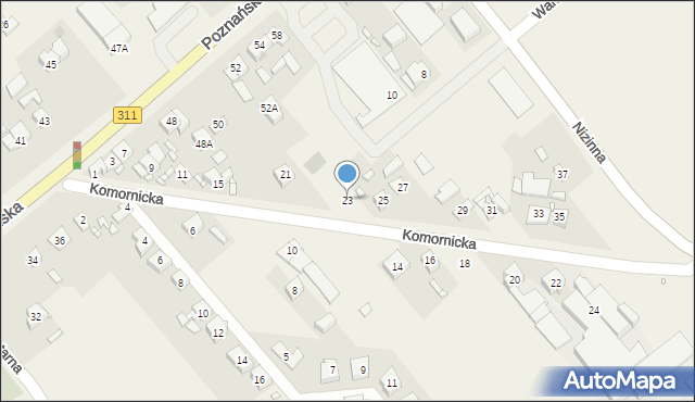 Komorniki, Komornicka, 23, mapa Komorniki