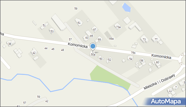 Komorniki, Komornicka, 50a, mapa Komorniki