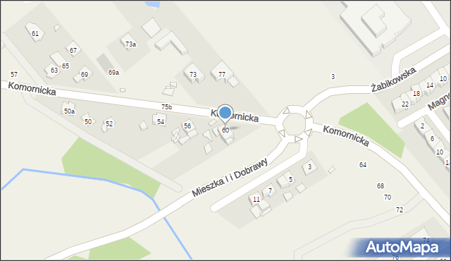 Komorniki, Komornicka, 60, mapa Komorniki