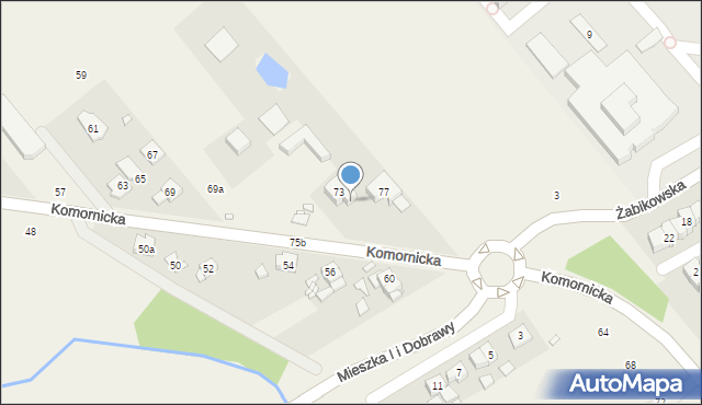 Komorniki, Komornicka, 75, mapa Komorniki