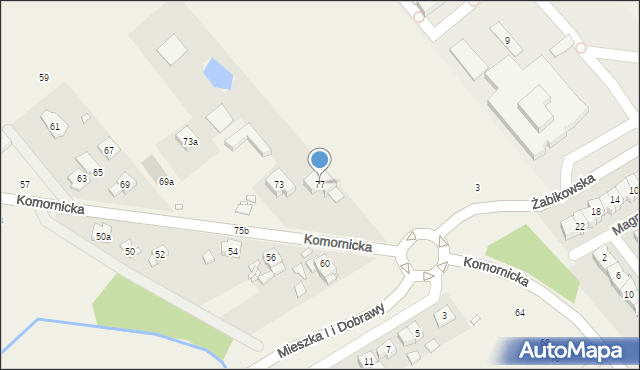 Komorniki, Komornicka, 77, mapa Komorniki