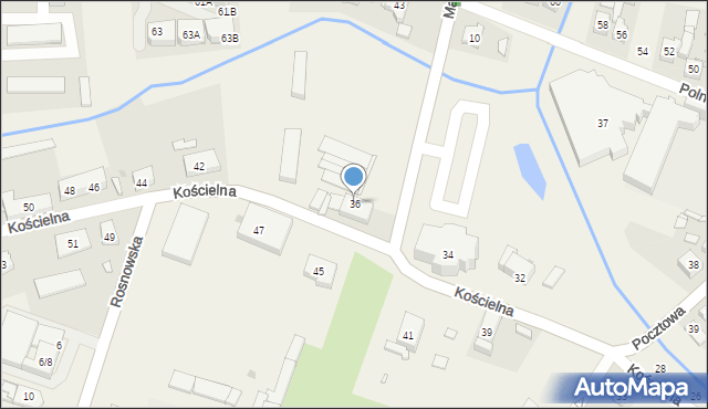 Komorniki, Kościelna, 36, mapa Komorniki