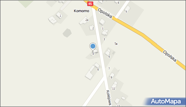 Komorno, Kolejowa, 4, mapa Komorno