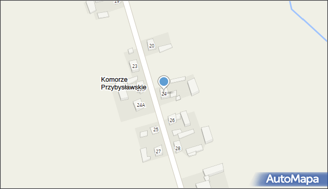 Komorze Przybysławskie, Komorze Przybysławskie, 24, mapa Komorze Przybysławskie