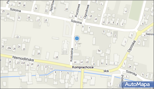 Komprachcice, Kościelna, 2, mapa Komprachcice