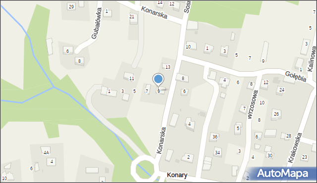 Konary, Konarska, 9, mapa Konary