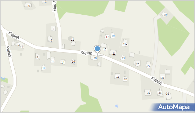 Konary, Kopań, 20a, mapa Konary