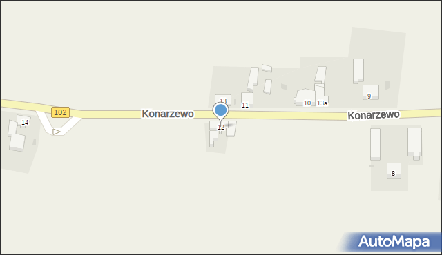 Konarzewo, Konarzewo, 12, mapa Konarzewo