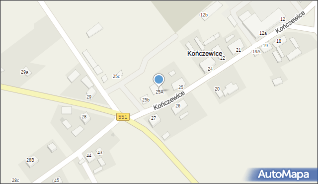 Kończewice, Kończewice, 25A, mapa Kończewice