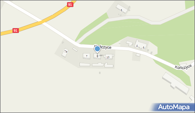 Kończyce, Kończyce, 9, mapa Kończyce