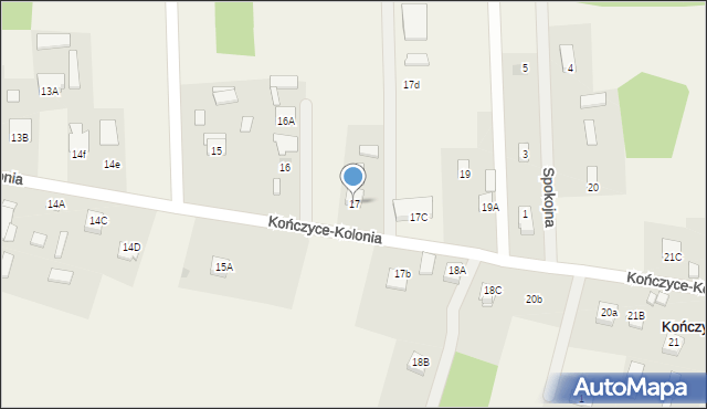 Kończyce-Kolonia, Kończyce-Kolonia, 17, mapa Kończyce-Kolonia