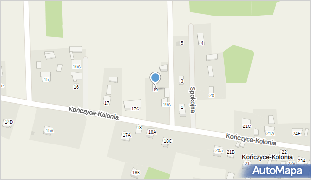 Kończyce-Kolonia, Kończyce-Kolonia, 19, mapa Kończyce-Kolonia