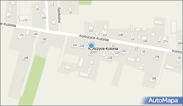 Kończyce-Kolonia, Kończyce-Kolonia, 21, mapa Kończyce-Kolonia