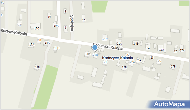 Kończyce-Kolonia, Kończyce-Kolonia, 21B, mapa Kończyce-Kolonia