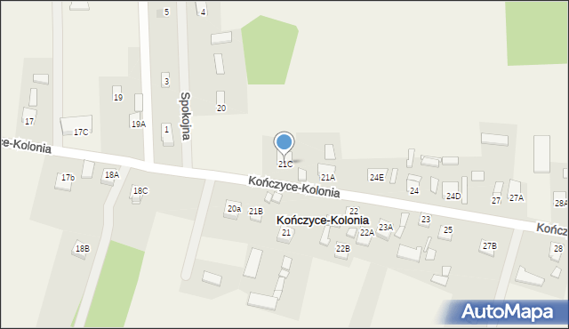 Kończyce-Kolonia, Kończyce-Kolonia, 21C, mapa Kończyce-Kolonia