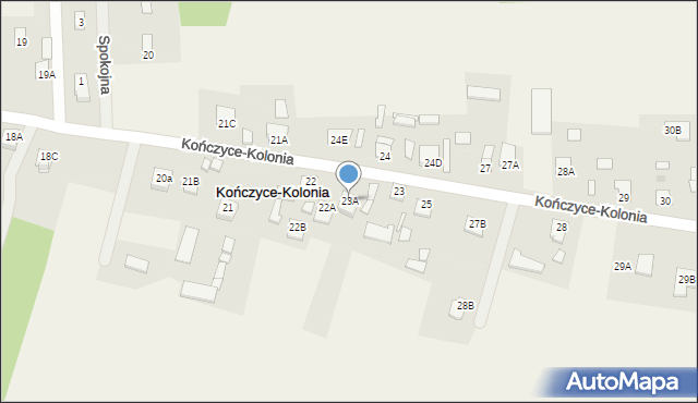 Kończyce-Kolonia, Kończyce-Kolonia, 23A, mapa Kończyce-Kolonia