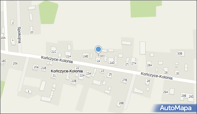Kończyce-Kolonia, Kończyce-Kolonia, 24A, mapa Kończyce-Kolonia