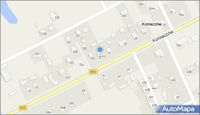 Koniaczów, Koniaczów, 32, mapa Koniaczów