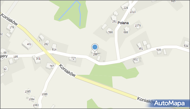 Koniaków, Koniaków, 289, mapa Koniaków