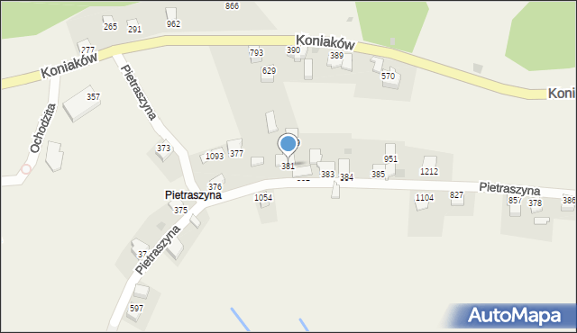 Koniaków, Koniaków, 381, mapa Koniaków