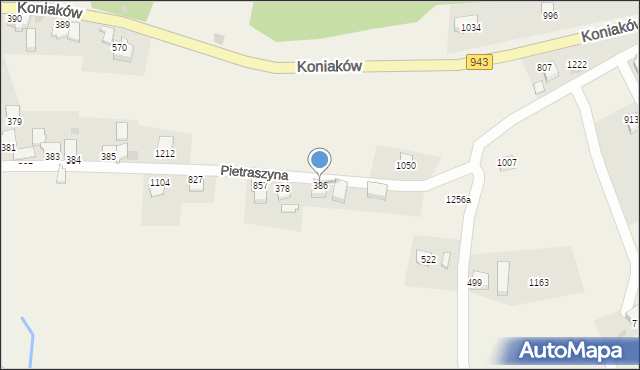 Koniaków, Koniaków, 386, mapa Koniaków