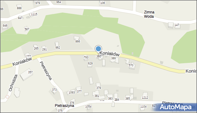 Koniaków, Koniaków, 390, mapa Koniaków