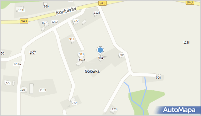 Koniaków, Koniaków, 504, mapa Koniaków