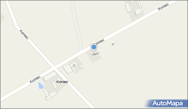 Koniec, Koniec, 40A, mapa Koniec