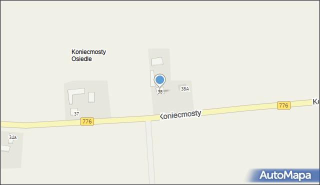 Koniecmosty, Koniecmosty, 38, mapa Koniecmosty