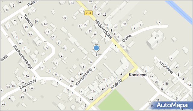 Koniecpol, Konopnickiej Marii, 4, mapa Koniecpol