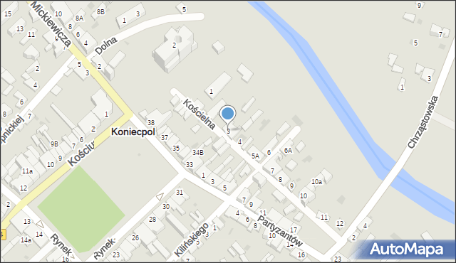 Koniecpol, Kościelna, 3, mapa Koniecpol