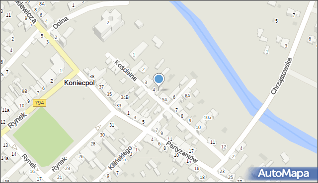 Koniecpol, Kościelna, 5b, mapa Koniecpol