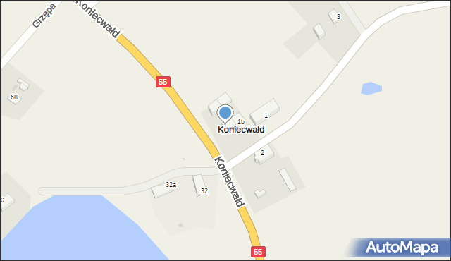 Koniecwałd, Koniecwałd, 1a, mapa Koniecwałd