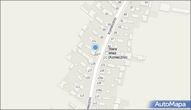 Konieczno, Konieczno, 103, mapa Konieczno