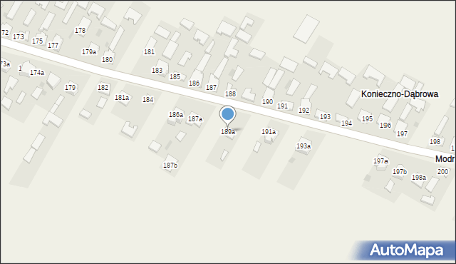 Konieczno, Konieczno, 189a, mapa Konieczno