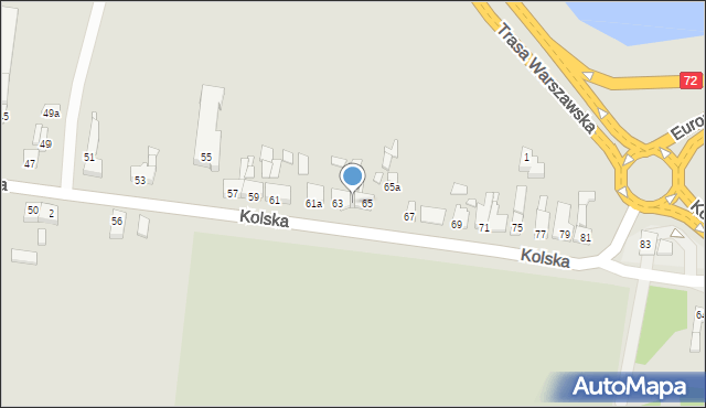 Konin, Kolska, 63a, mapa Konina