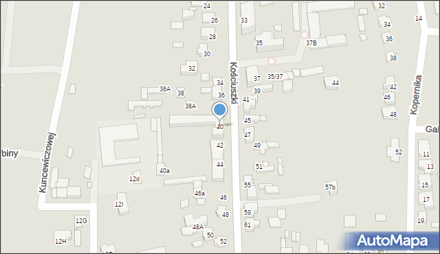 Konin, Kościuszki Tadeusza, gen., 40, mapa Konina