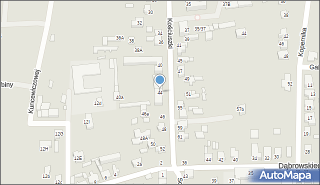 Konin, Kościuszki Tadeusza, gen., 44, mapa Konina