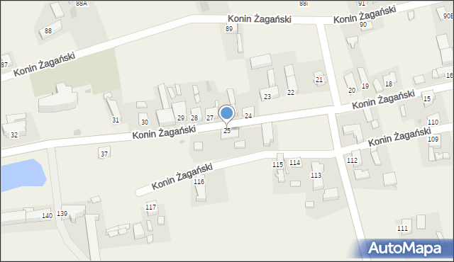 Konin Żagański, Konin Żagański, 25, mapa Konin Żagański