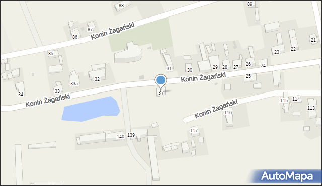 Konin Żagański, Konin Żagański, 37, mapa Konin Żagański