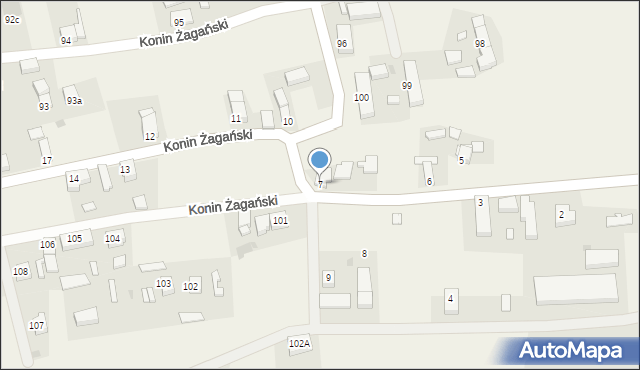 Konin Żagański, Konin Żagański, 7, mapa Konin Żagański