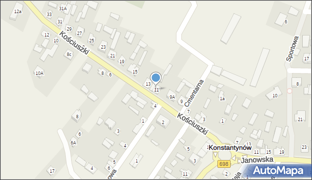 Konstantynów, Kościuszki Tadeusza, gen., 11, mapa Konstantynów