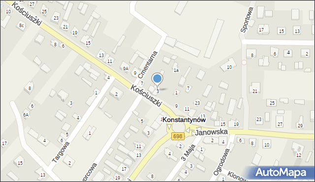 Konstantynów, Kościuszki Tadeusza, gen., 3, mapa Konstantynów