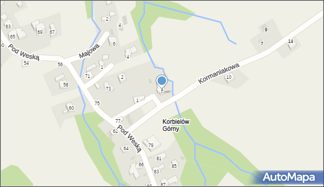 Korbielów, Kormaniakowa, 3, mapa Korbielów