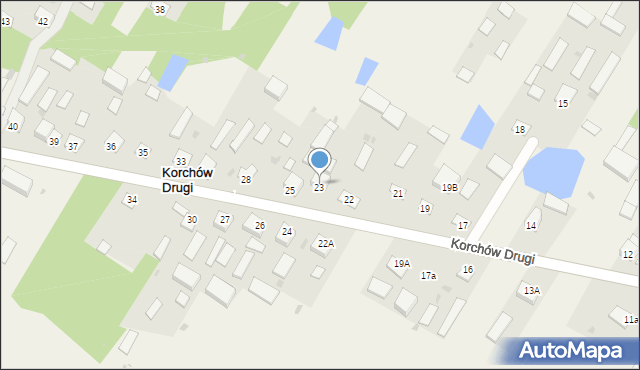 Korchów Drugi, Korchów Drugi, 23, mapa Korchów Drugi