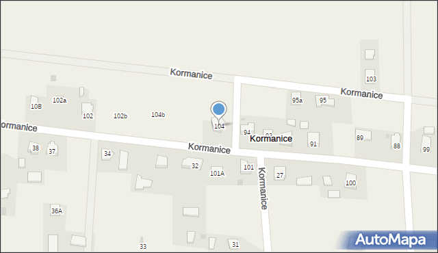 Kormanice, Kormanice, 104, mapa Kormanice