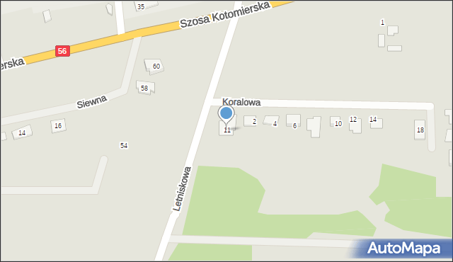 Koronowo, Koralowa, 11, mapa Koronowo
