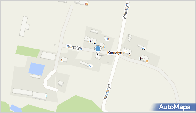 Korsztyn, Korsztyn, 5A, mapa Korsztyn