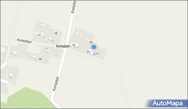 Korsztyn, Korsztyn, 8, mapa Korsztyn